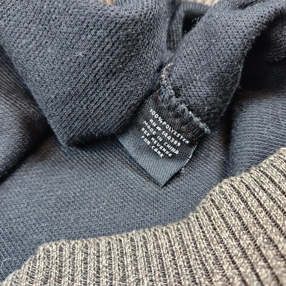 Silver Needle Sweater Mens XL 1/4 Zip Pullover High Neck Gray W/ Brown Accents‎